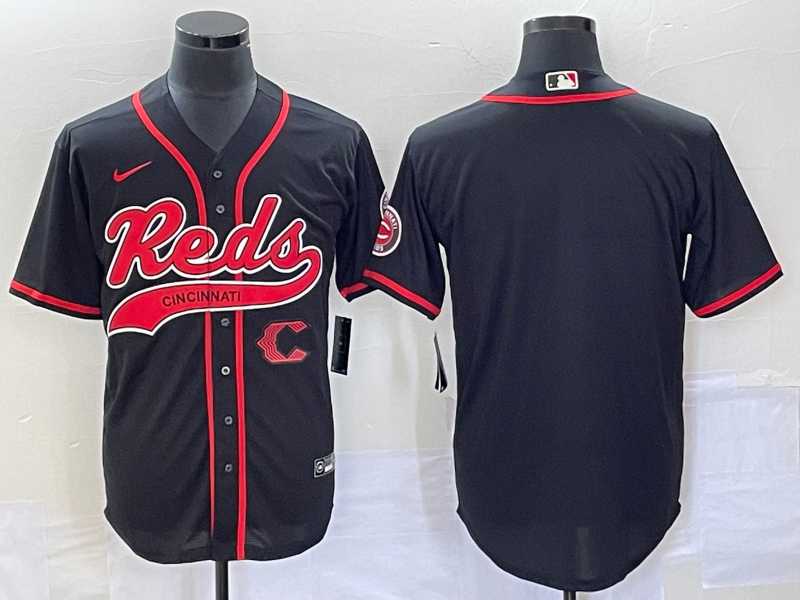 Men's Cincinnati Reds Black With Patch Cool Base Stitched Baseball Jerseys